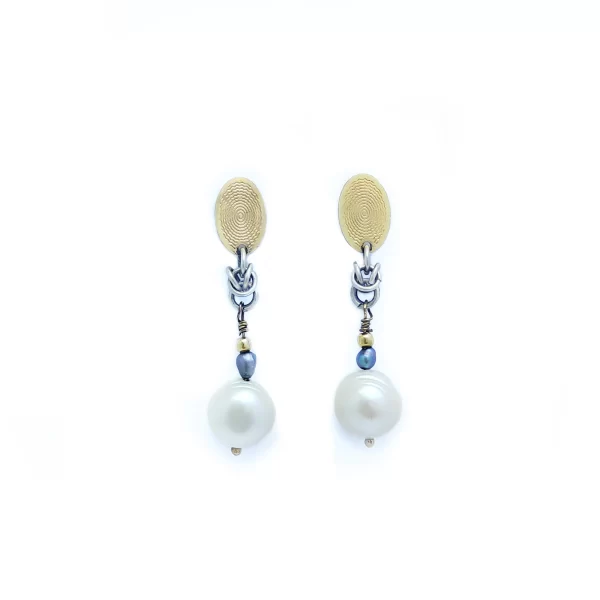 aretes perlas largos con plata